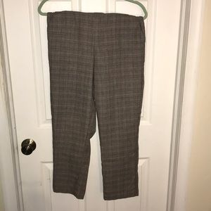 Brown and red plaid pull on trouser
